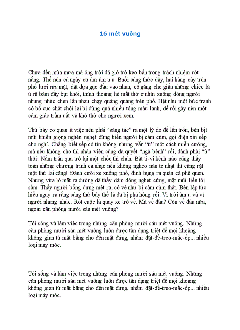 16 mét vuông