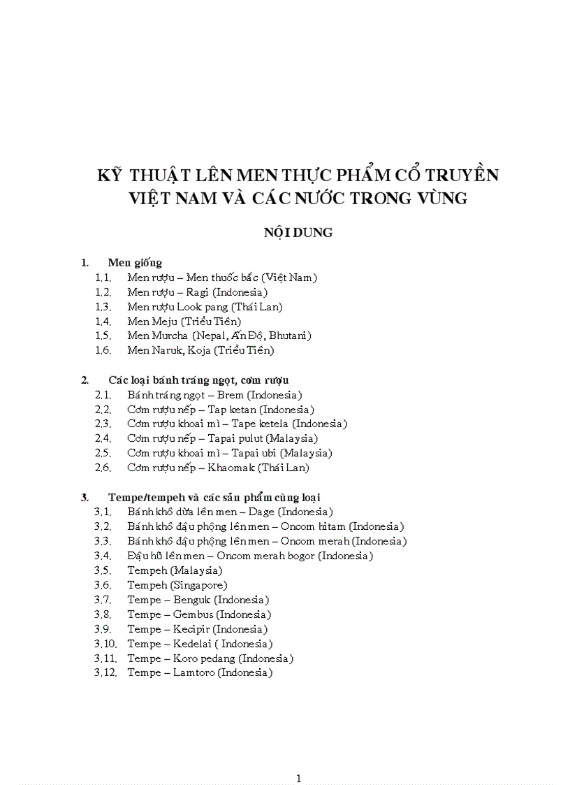 Kỹ thuật lên men thực phẩm cổ truyền Việt Nam và các nước trong vùng