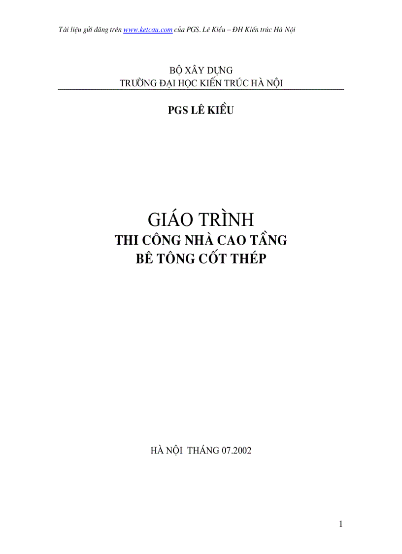 Giáo trình thi công nhà cao tầng bê tông cốt thép