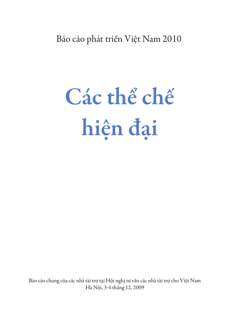 Báo cáo phát triển Việt Nam năm 2010 Các thể chế hiện đại