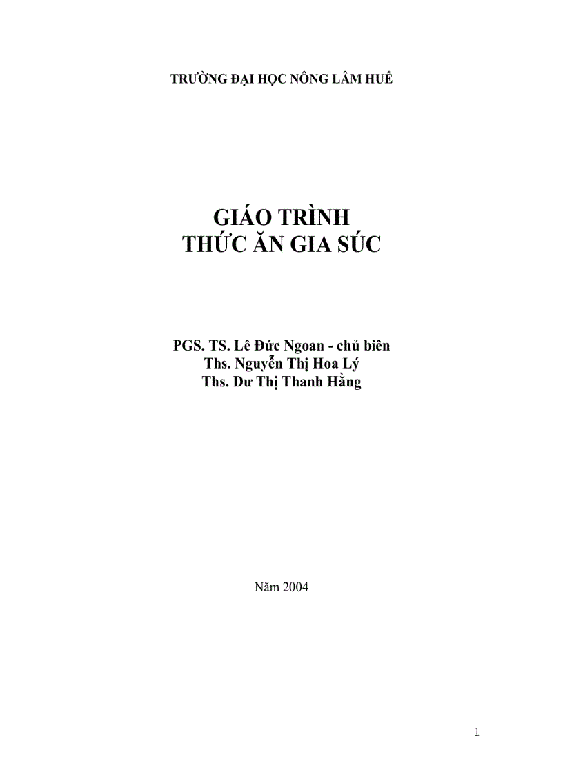 Giáo trình thức ăn gia súc