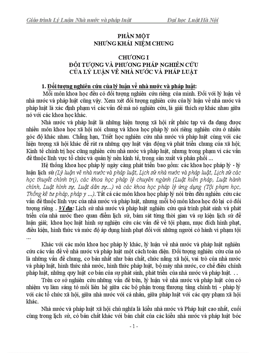 Giáo trình Lý luận Nhà nước và pháp luật ĐH Luật Hà Nội