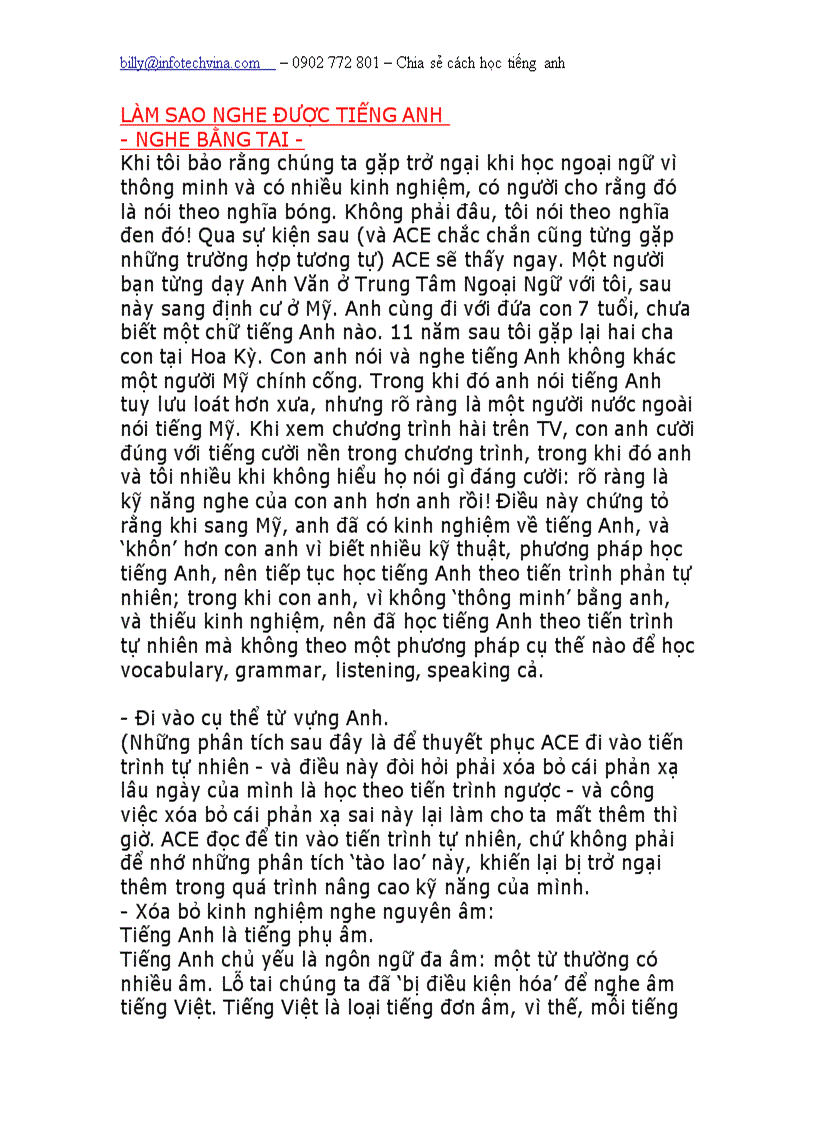 Làm sao nghe được tiếng anh nghe bằng tai