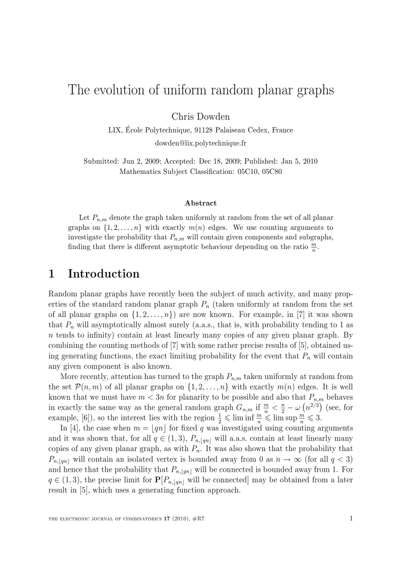 The evolution of uniform random planar graphs