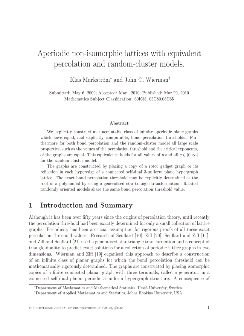 Aperiodic non isomorphic lattices with equivalent percolation and random cluster models