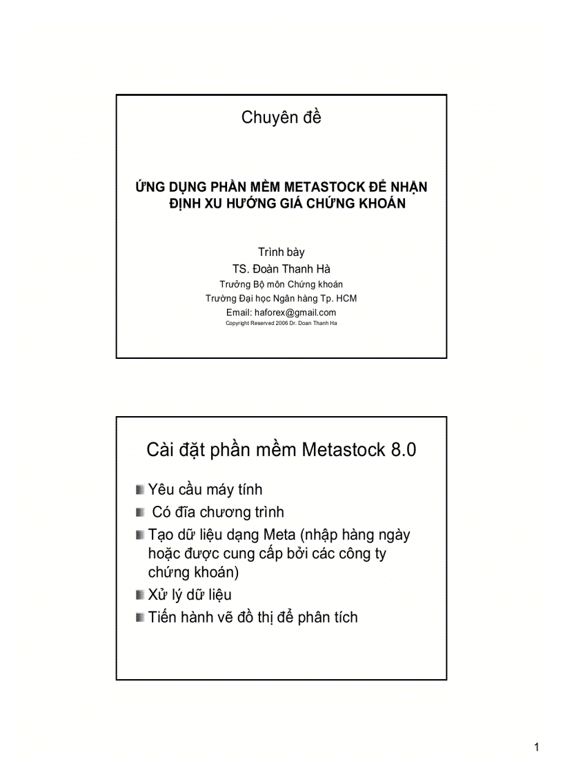 Ứng dụng phần mền Metastock để nhận định xu hướng giá chứng khoán