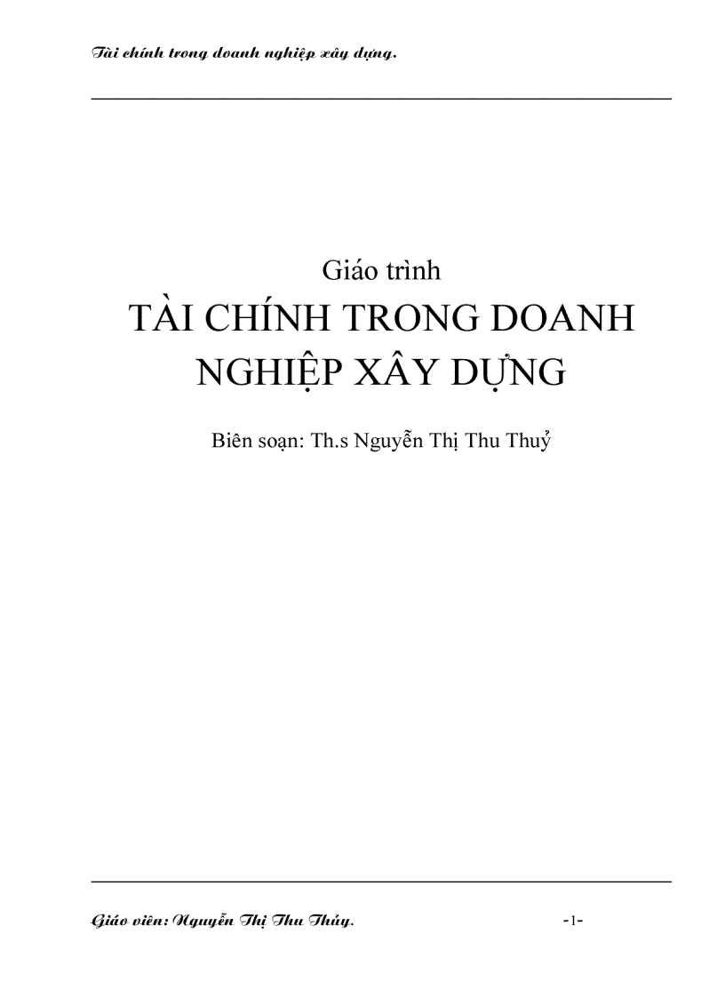 Tài chính trong doanh nghiệp xây dựng