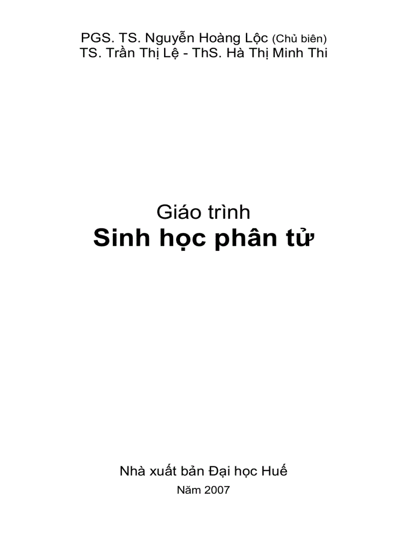 SINH HỌC PHÂN TỬ PGS TS nguyễn hoàng lộc