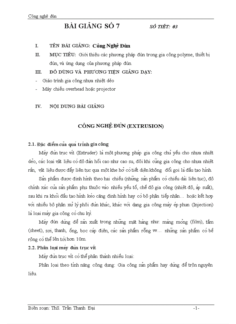 Công Nghệ Polymer Công Nghệ Đùn