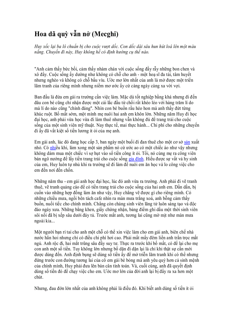 Hoa dã quỳ vẫn nở Mecghi