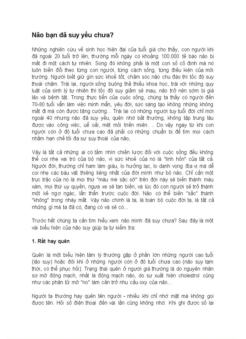 Não bạn đã suy yếu chưa