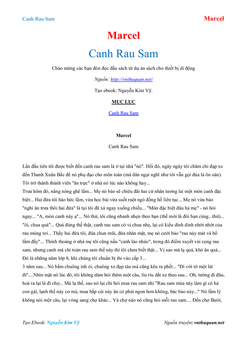 Ebook Canh Rau Sam Marcel