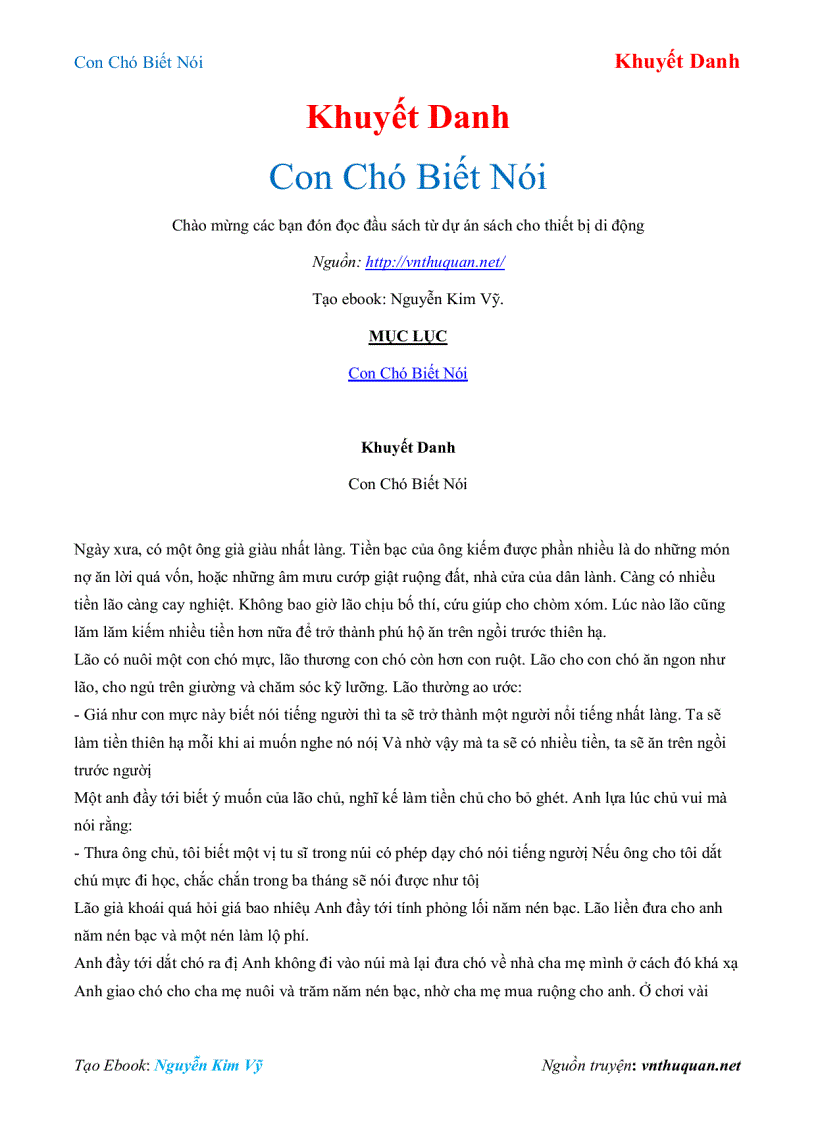 Ebook Con Chó Biết Nói