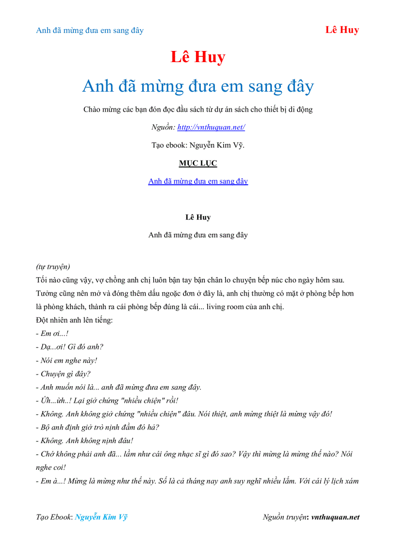 Ebook Anh đã mừng đưa em sang đây Lê Huy