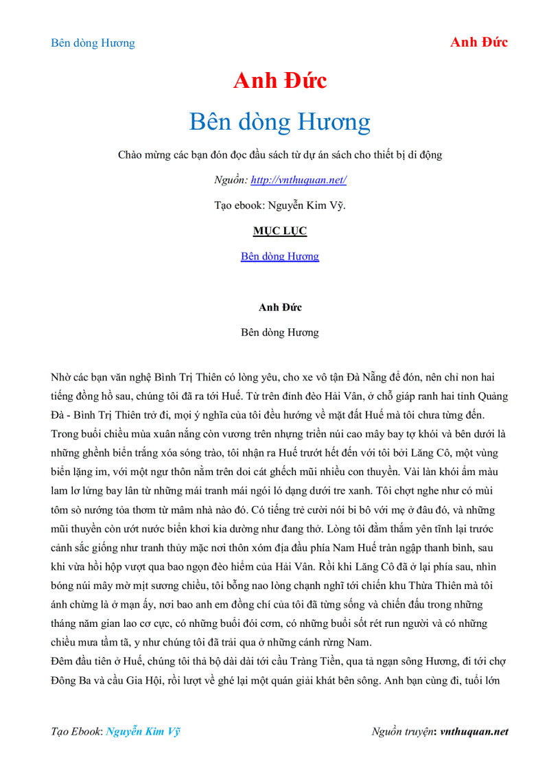 Ebook Bên dòng Hương Anh Đức