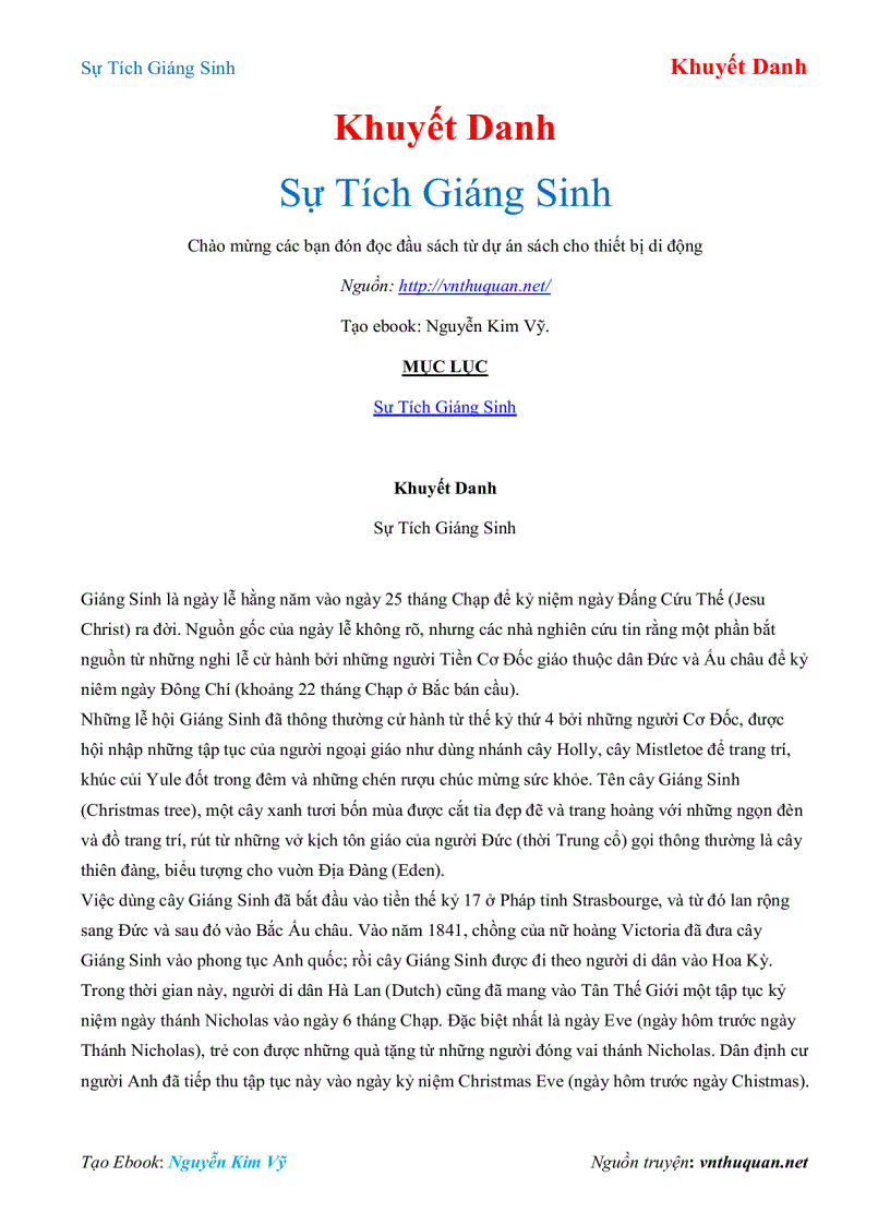 Ebook Sự Tích Giáng Sinh