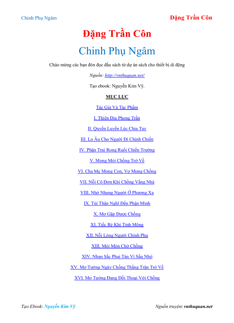 Ebook Chinh phụ ngâm