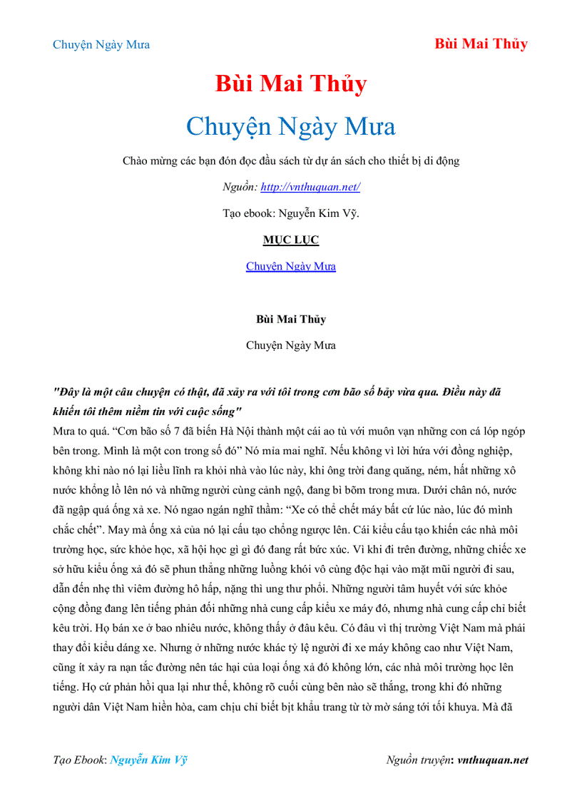 Ebook Chuyện Ngày Mưa Bùi Mai Thủy