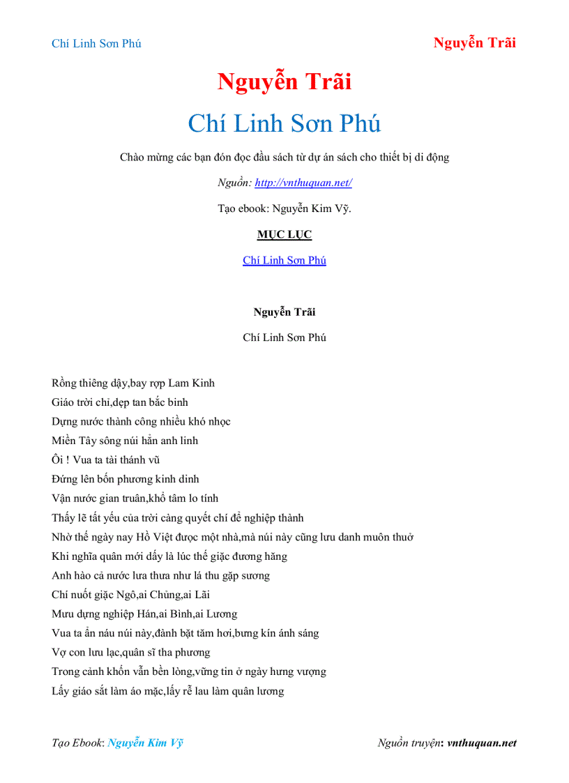 Ebook Chí Linh Sơn Phủ