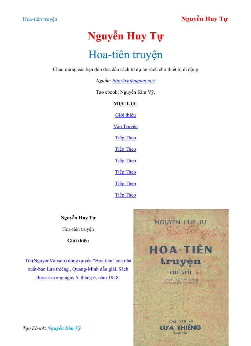 Ebook Hoa Tiên Truyện