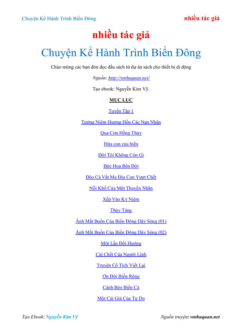 Ebook Chuyện Kể Hành Trình Biển Đông nhiều tác giả