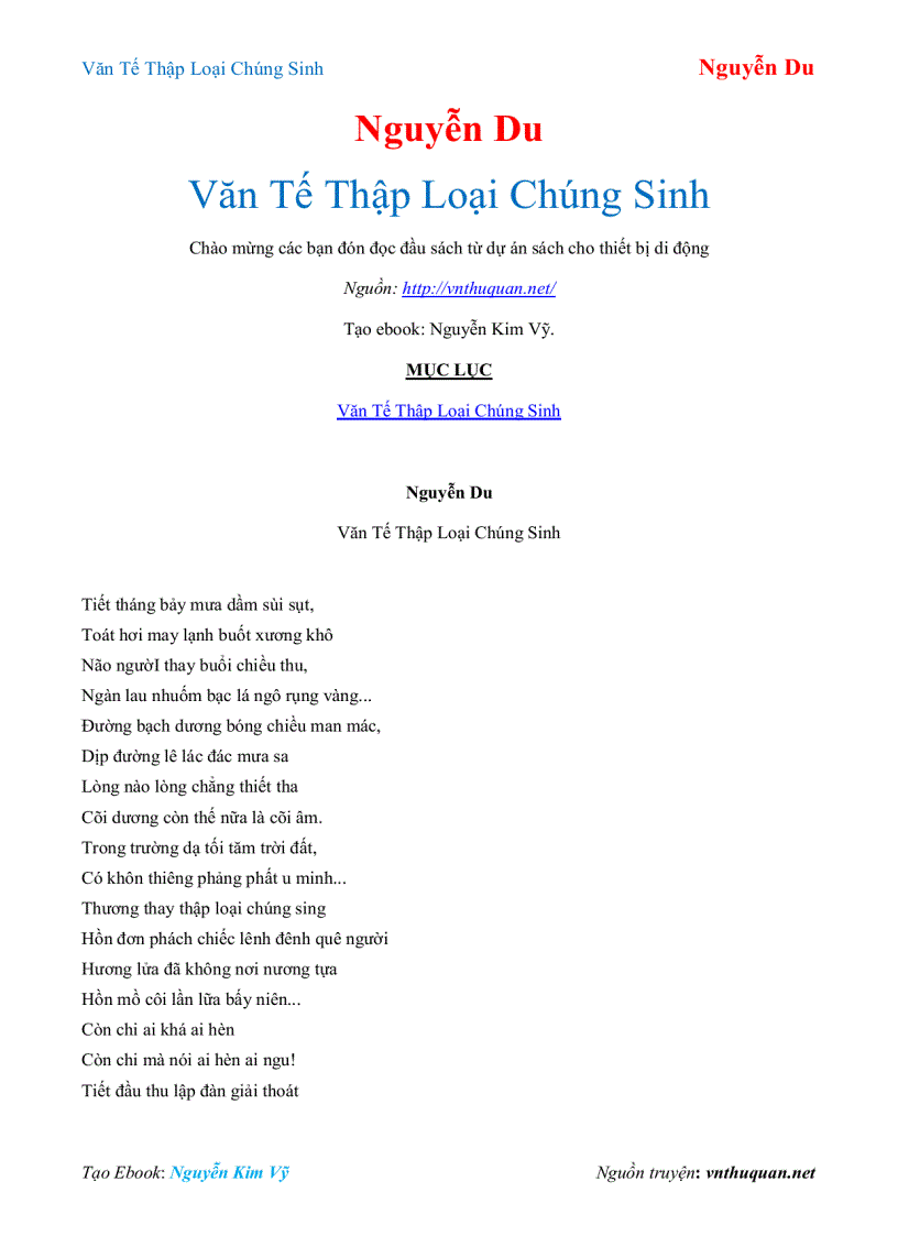 Ebook Văn tế thập loại chúng sinh