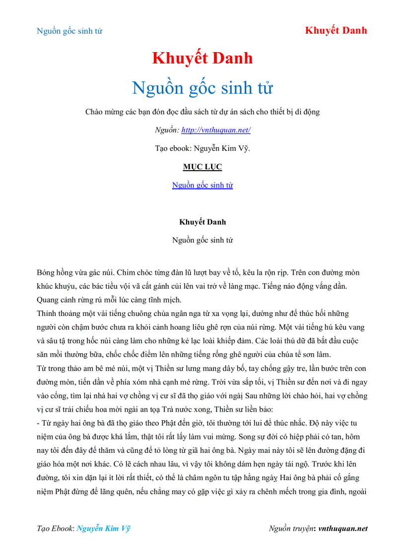 Ebook Nguồn gốc sinh tử