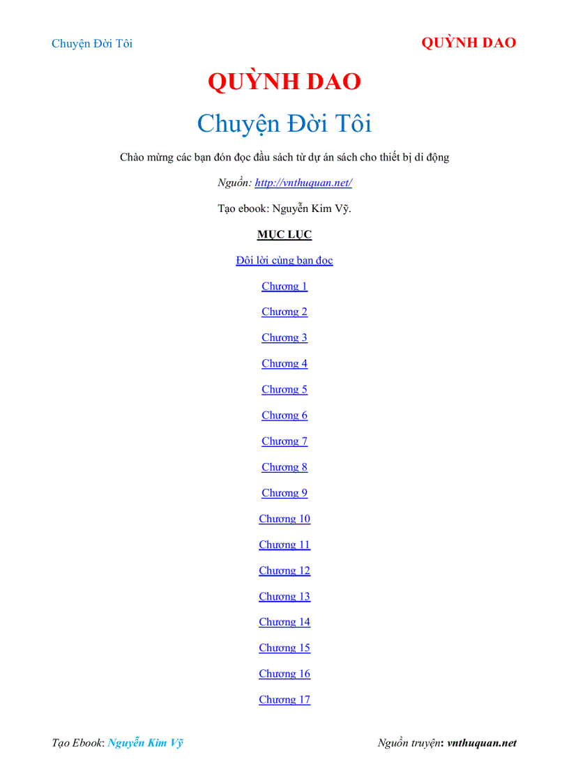 Ebook Chuyện Đời Tôi QUỲNH DAO