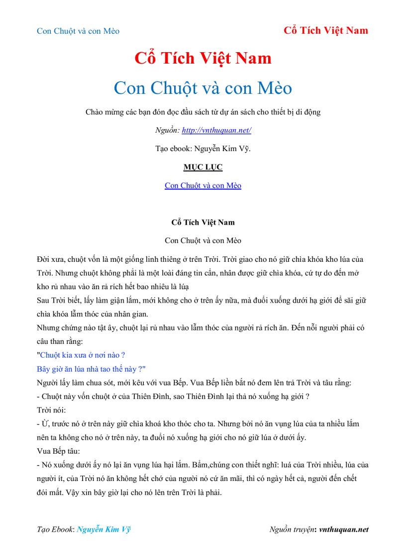 Ebook Con Chuột và con Mèo