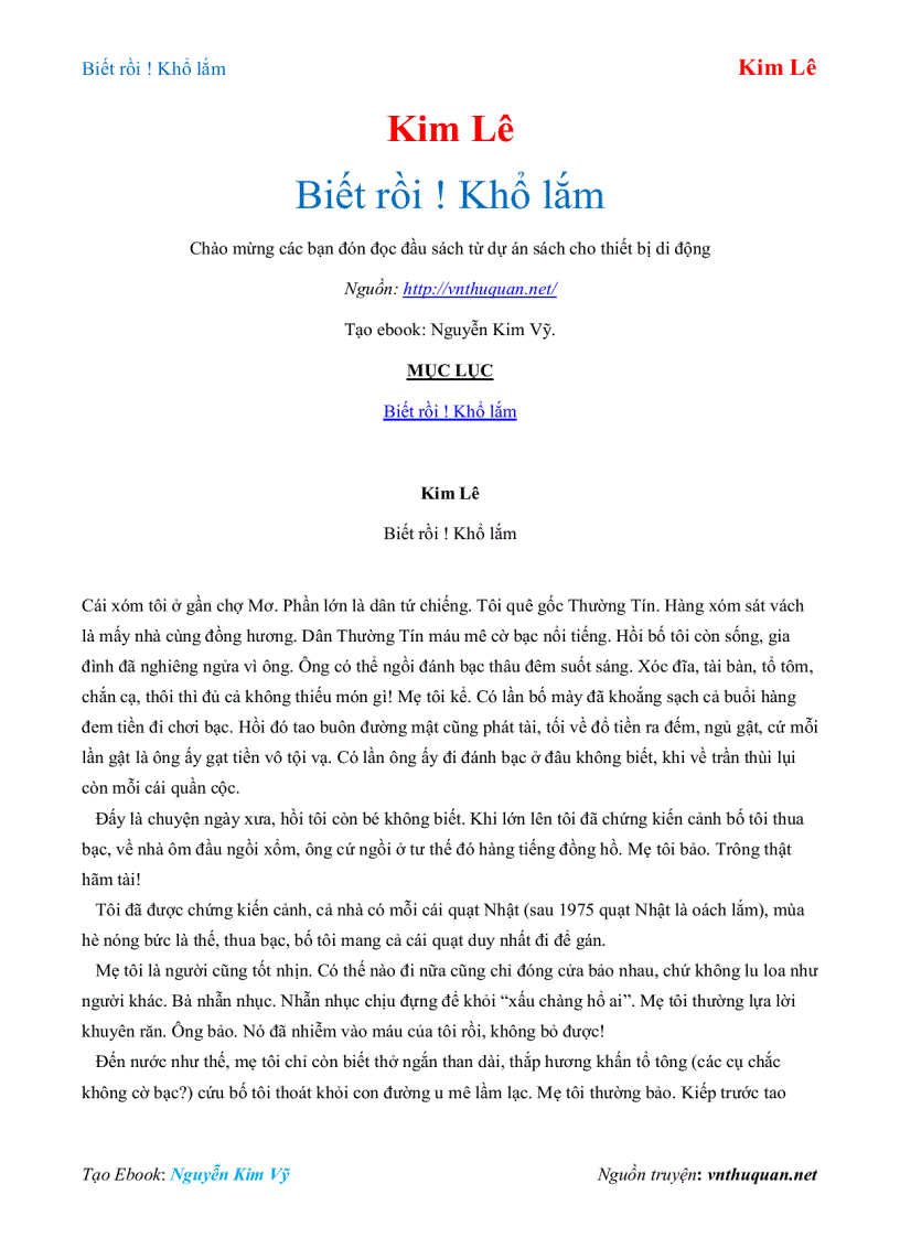 Ebook Biết rồi Khổ lắm Kim Lê