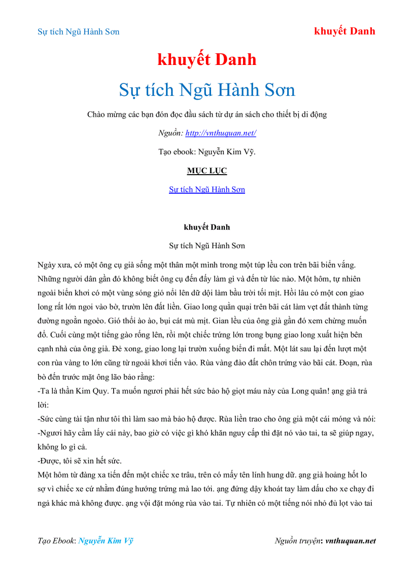 Ebook Sự tích Ngũ Hành Sơn