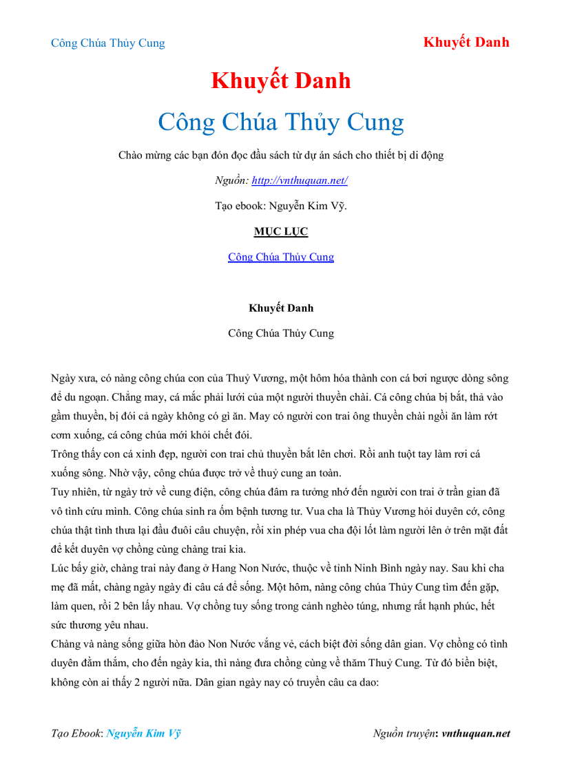 Ebook Công Chúa Thủy Cung