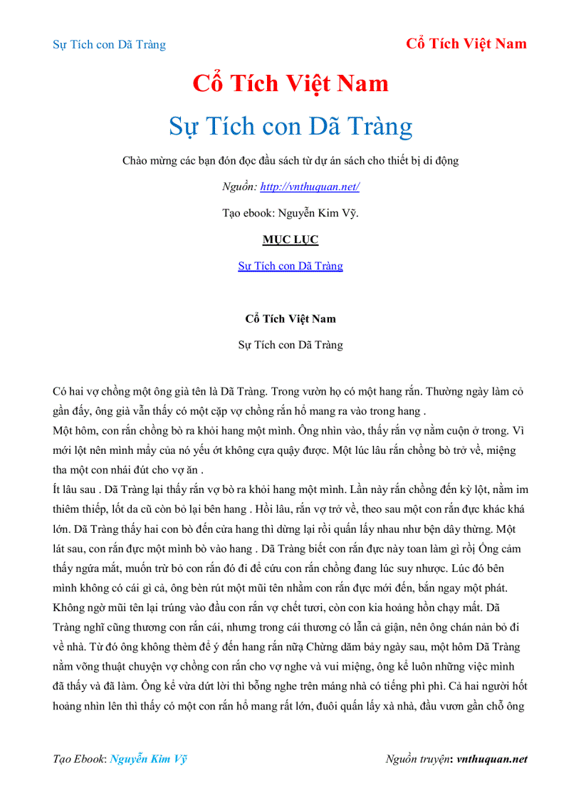 Ebook Sự Tích con Dã Tràng