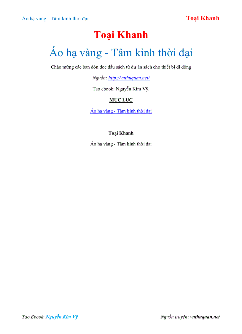 Ebook Áo hạ vàng Tâm kinh thời đại Toại Khanh