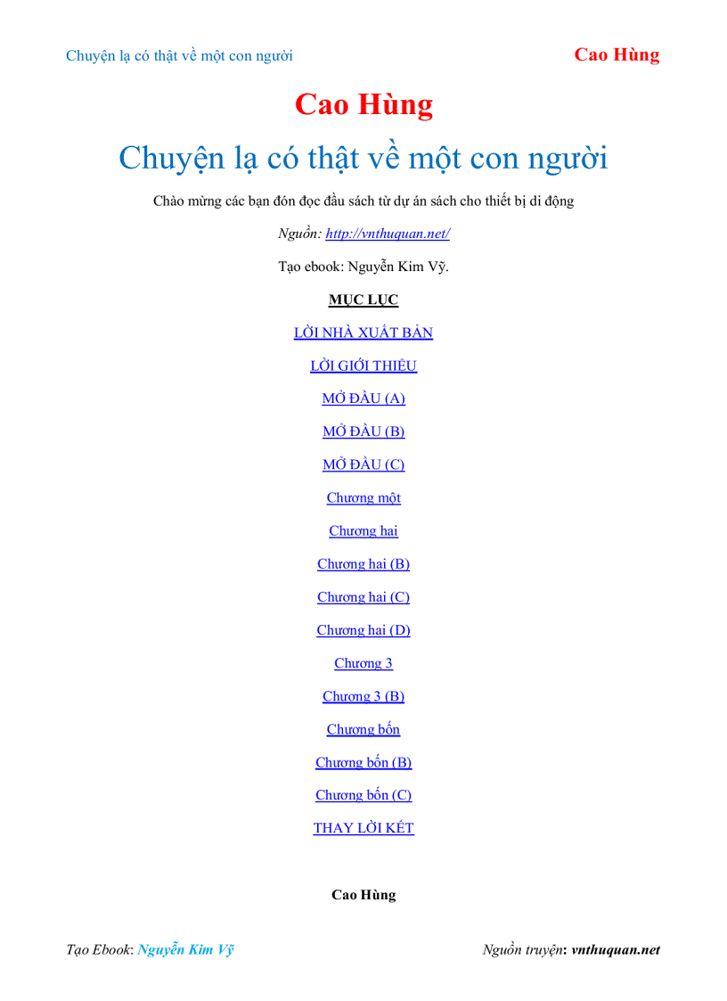 Ebook Chuyện lạ có thật về một con người Cao Hùng