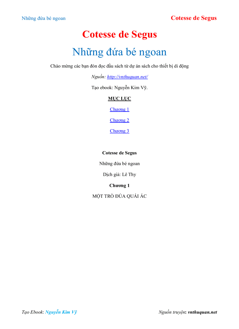 Ebook Những đứa bé ngoan Cotesse de Segus