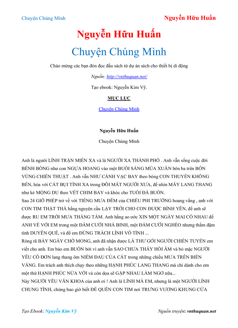 Ebook Chuyện Chúng Mình Nguyễn Hữu Huấn