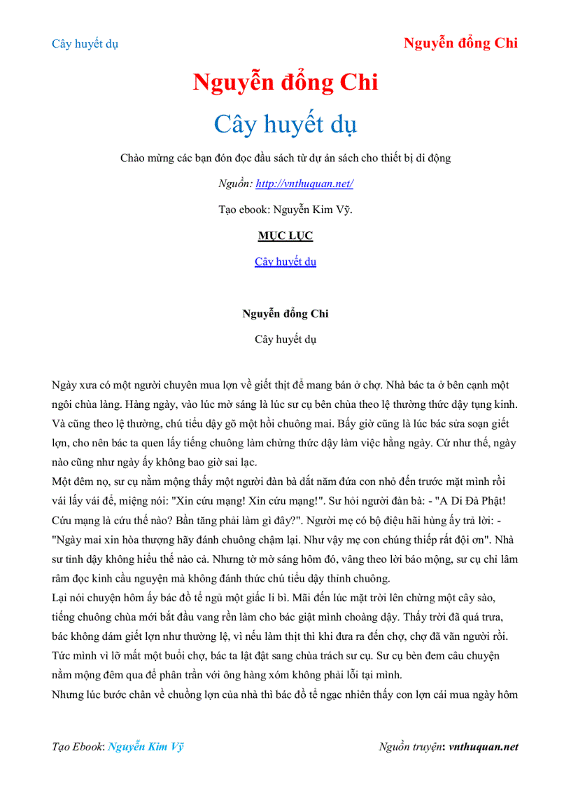 Ebook Truyện Cây huyết dụ