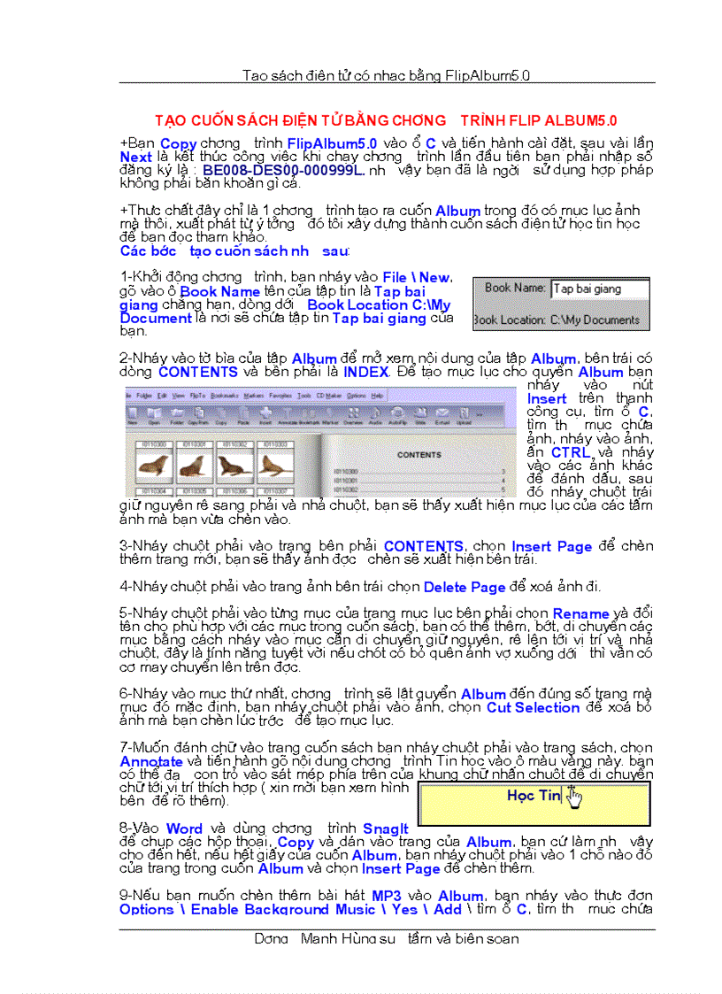 Tạo cuốn sách điện tử bằng chương trình Flip AlBum5 0