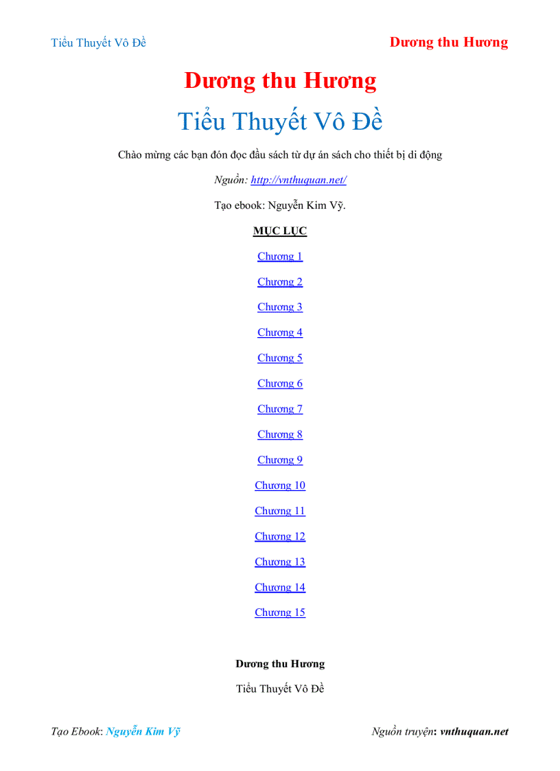 Ebook Tiểu Thuyết Vô Đề Dương thu Hương