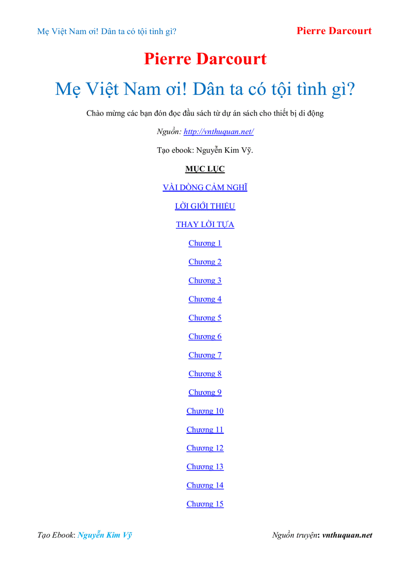Ebook Mẹ Việt Nam ơi Dân ta có tội tình gì Pierre Darcourt