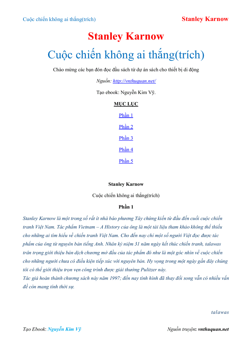 Ebook Cuộc chiến không ai thắng Stanley Karnow