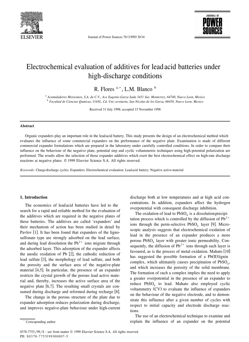 Electrochemical evaluation of additives for lead acid batteries under high discharge conditions