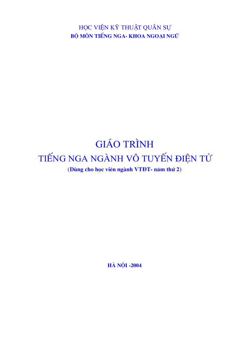 Giáo trình tiếng Nga ngành vô tuyến điện tử