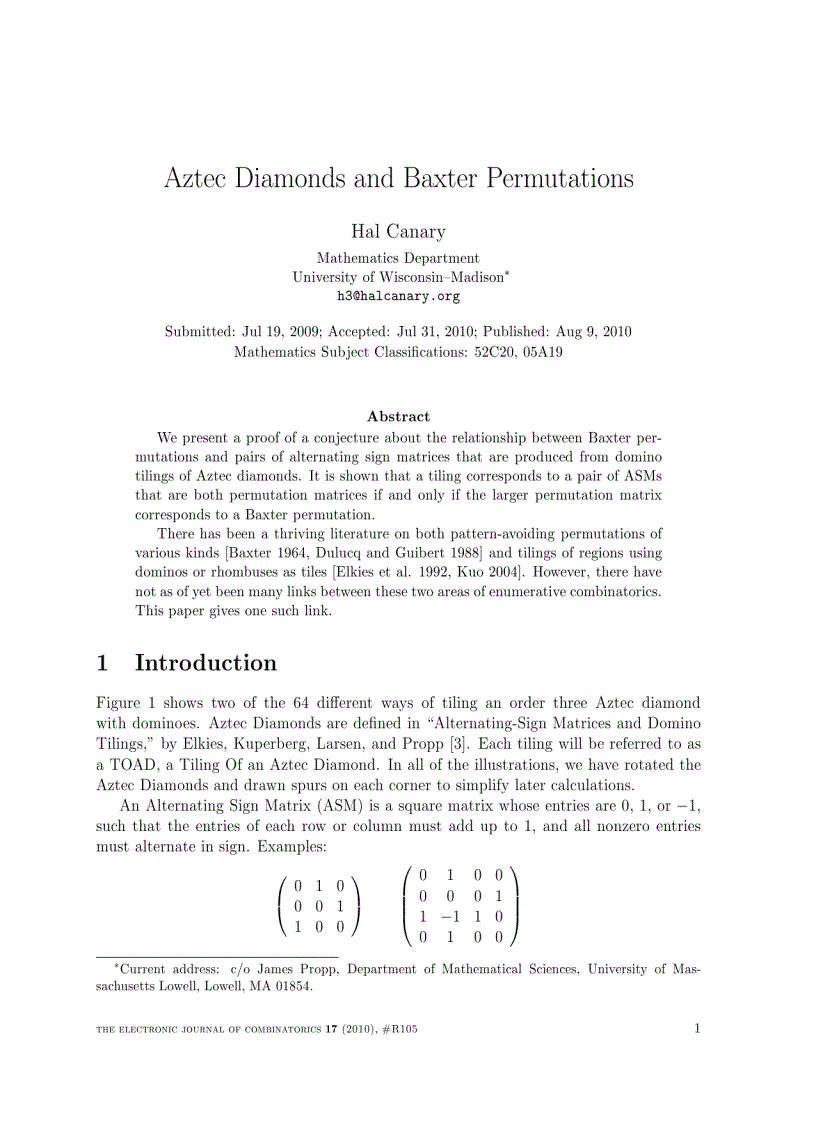 Aztec Diamonds and Baxter Permutations