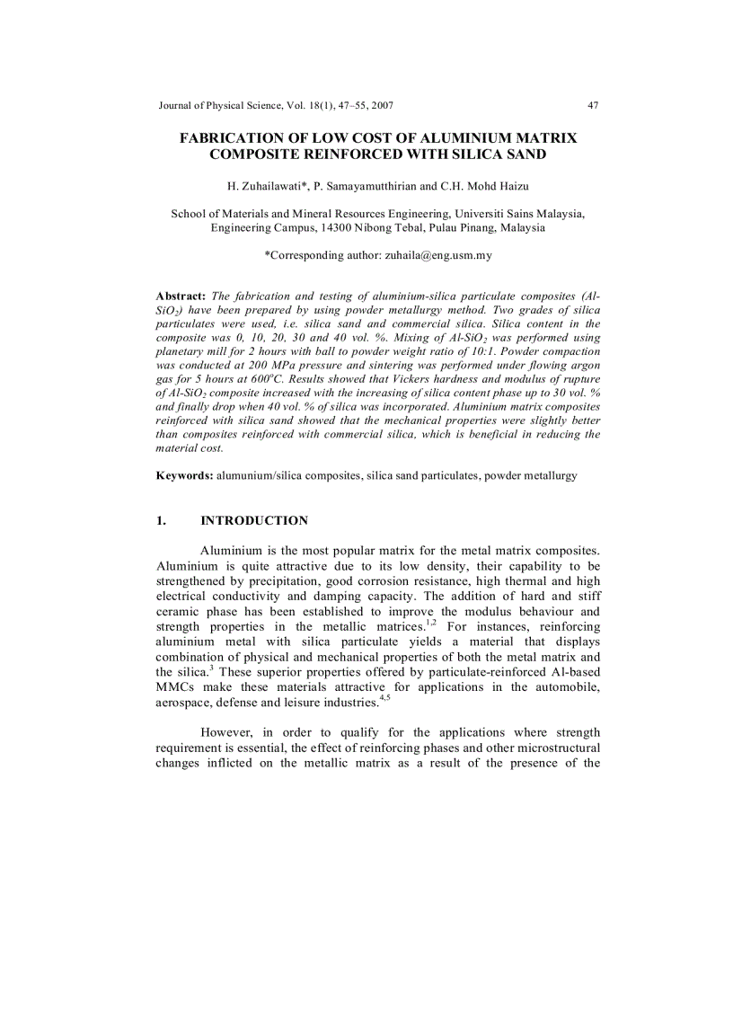 Fabrication of low cost of aluminium matrix composite reinforced with silica sand