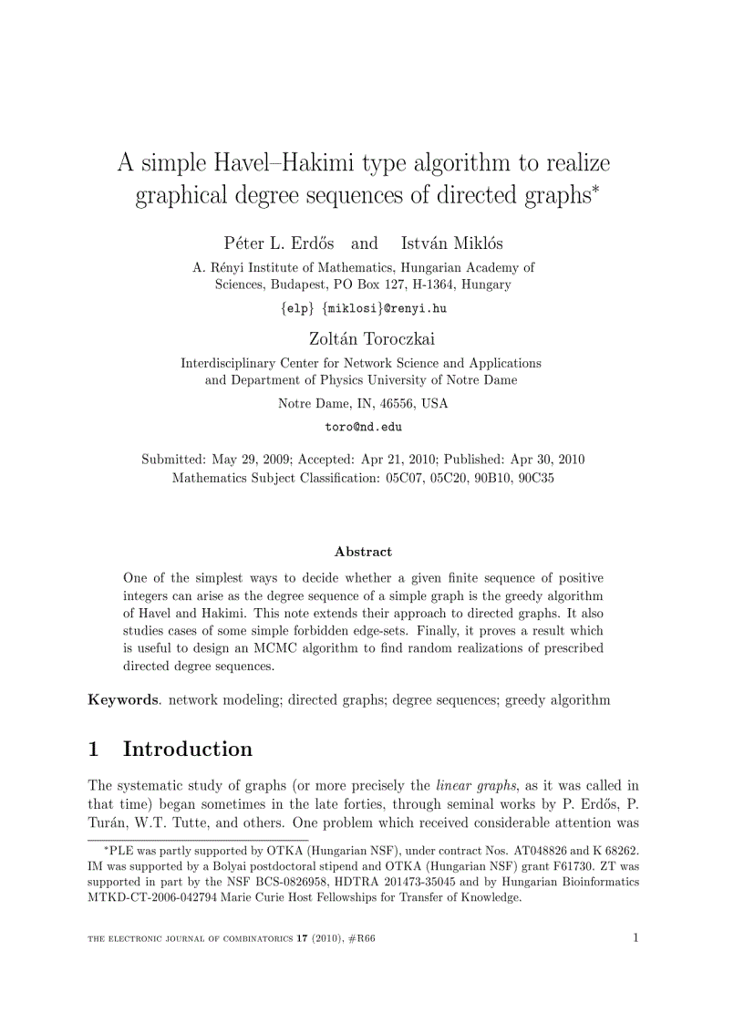 A simple Havel Hakimi type algorithm to realize graphical degree sequences of directed graphs