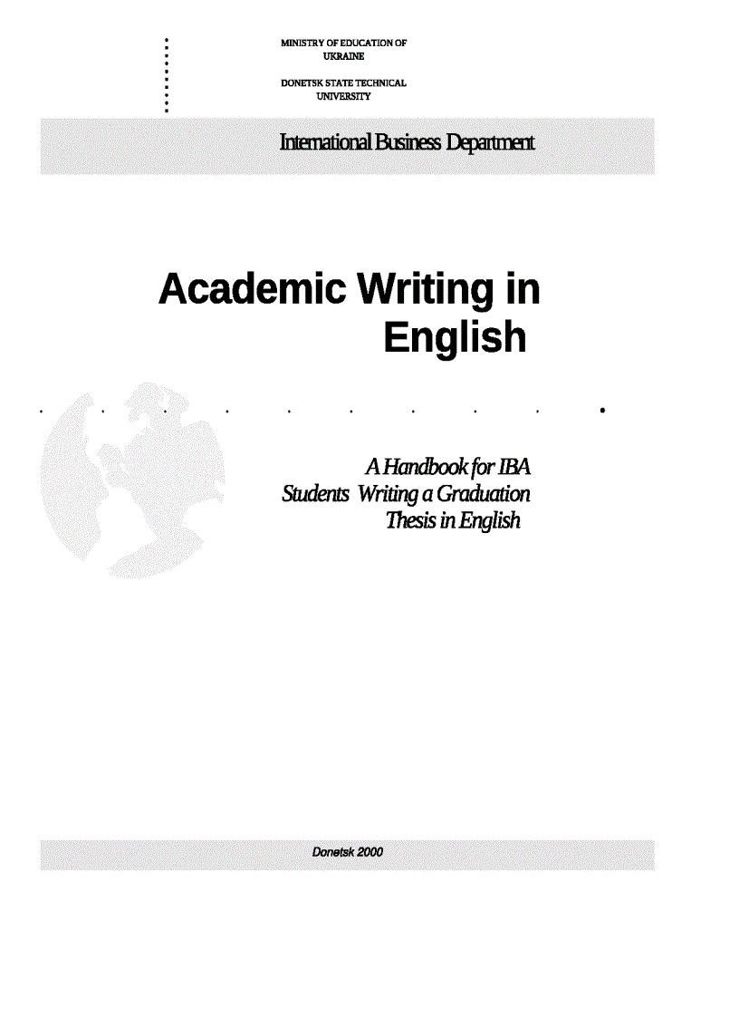 A Handbook for Students Writing a Graduation Thesis in English