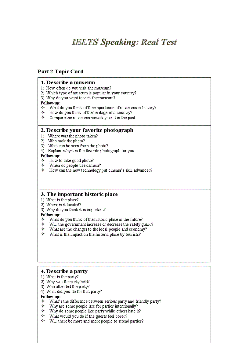 IELTS Speaking Real Test