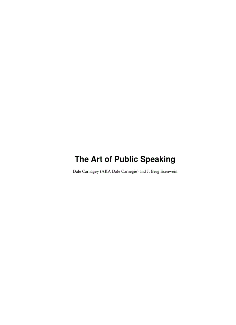 The Art of Public Speaking